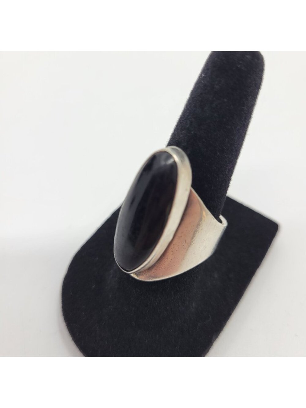Sterling Silver 925 Ring Size 7 Black Onyx Stone Marked Taxco Mexico - JW005